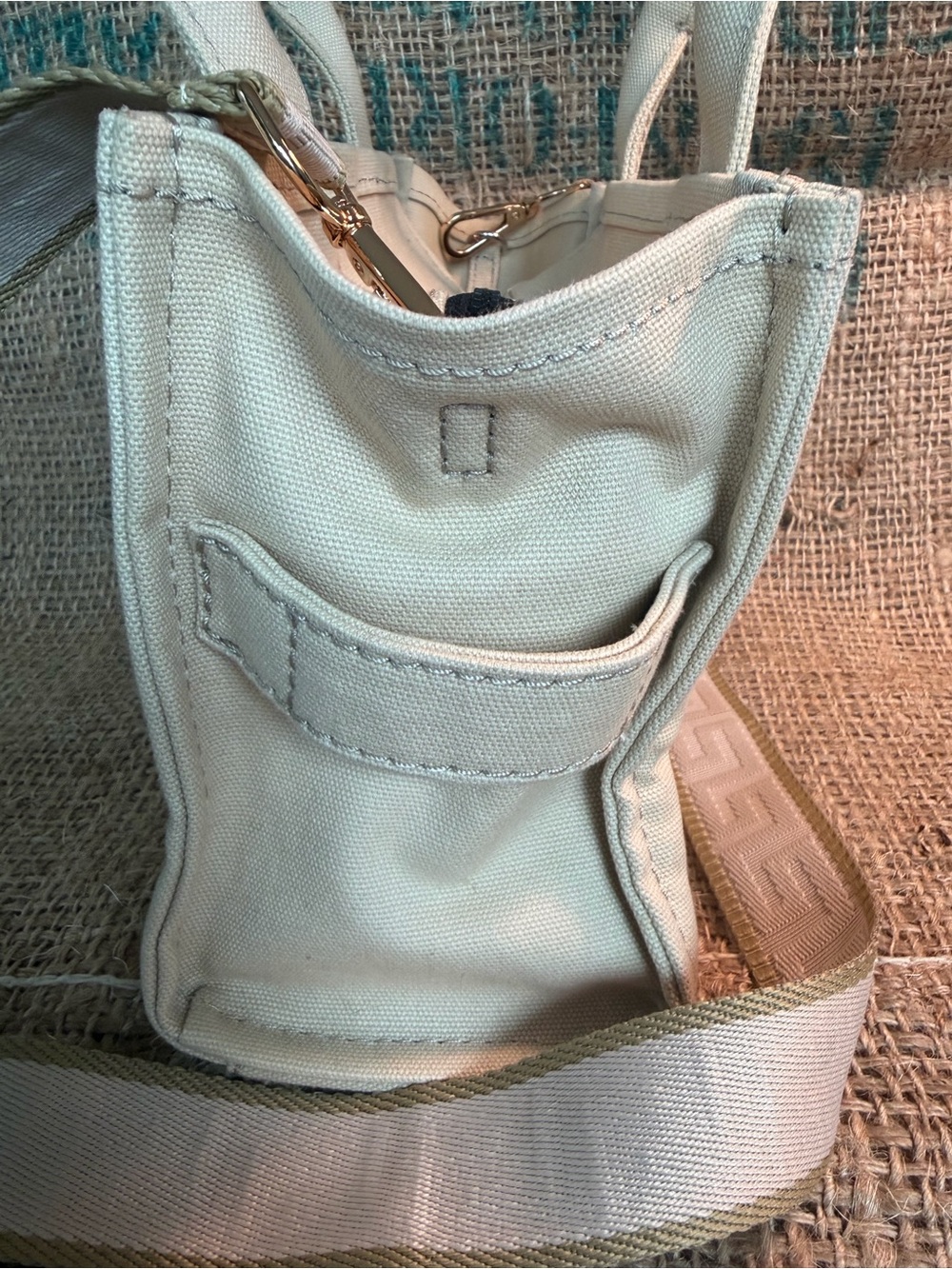 Marc Jacobs Canvas Tote Bag in Beige with White Logo - Picture 10 of 12
